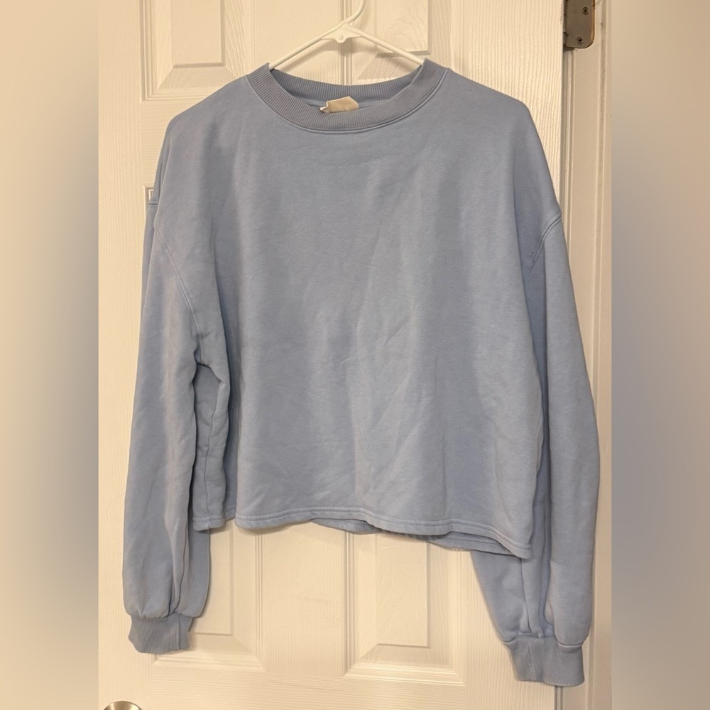 Women's Elegant Cute Light Blue Comfy Long Sleeve Sweatshirt from Target